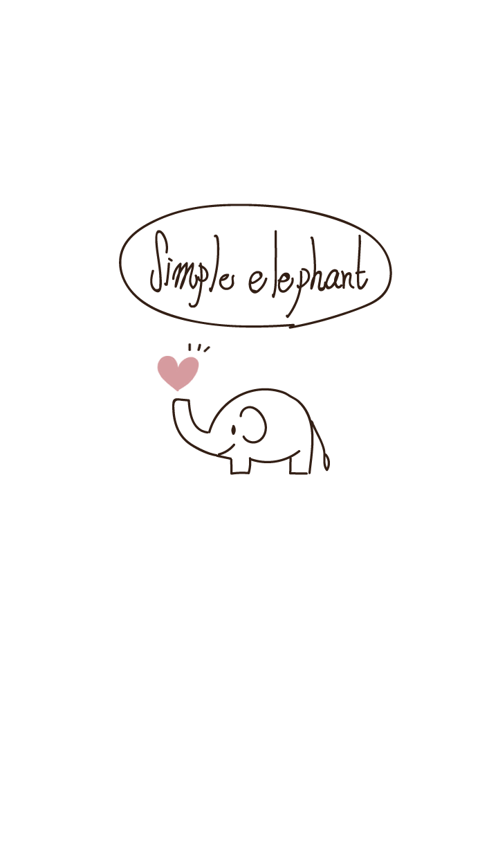 Simple elephant pink heart brown white