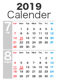 Calender July&August