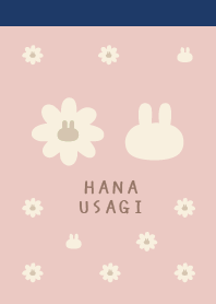 Retro Flower&Rabbit/Navy&Pink