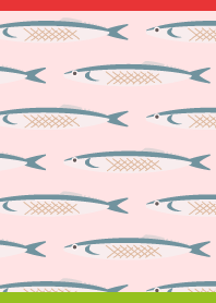 Autumn saury02 on red
