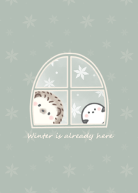 Hedgehog and Shimaenaga -winter2- green