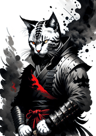 Ink wash cat samurai D0b15b