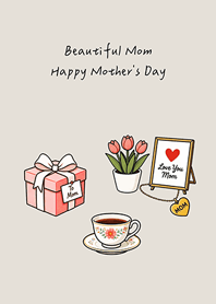 Mom Happy Mother's Day(fog gray brown)
