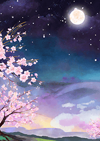 Beautiful night cherry blossoms#1696