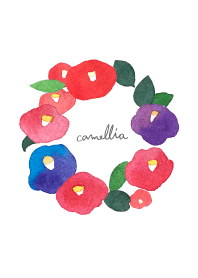 Camellia 椿の花の着せかえ。水彩