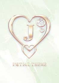 【 J 】 Heart Charm & Initial - Green