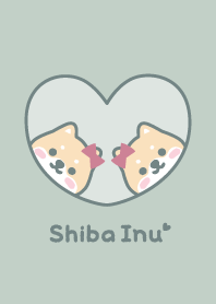 柴犬リボン[くすみグリーン]