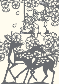 Paper Cutting (Sakura & Sika deer)05