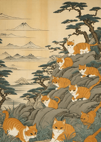 Sekumpulan kucing Ukiyo-e 9tcxC