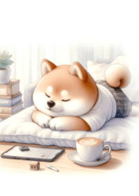 Lazy Shiba and Coffee V.1