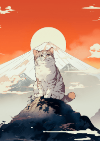 Ukiyo-e cat conquer Mount Fuji!