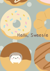 Hedgehog and Donuts smoky green dot