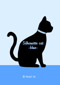 Silhouette cat -blue-