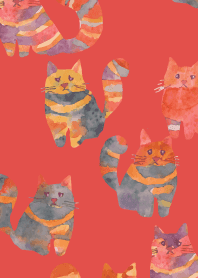 Precocious Cats on red