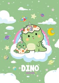 Dino Unicorn Rainbow Cloud Soft Green
