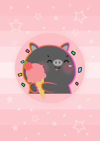 Simple Black Pig Love Pink Theme