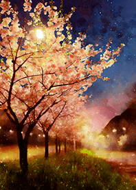 Beautiful night cherry blossoms#1318