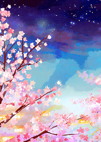 Beautiful night cherry blossoms#1770