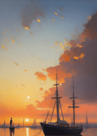 Dock morning mist sunset e4e1D4