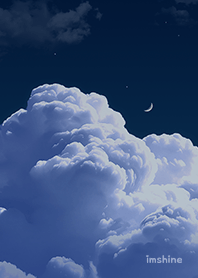 Summer night sky with cumulus clouds
