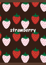 red strawberry white strawberry on brown