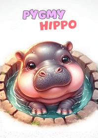 可愛的胖乎乎的侏儒河馬主題 04.