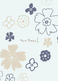 Handwriting flower darkish Blue5 Japan