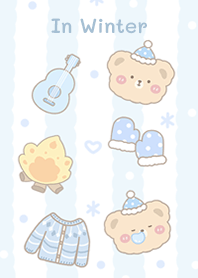 Bear in winter on blue!