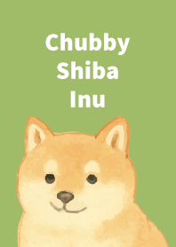 Chubby Shiba Inu2 on moss green