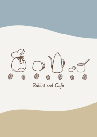 Rabbit and Cafe -blue beige-
