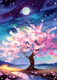 Beautiful night cherry blossoms#1849