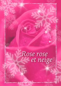 ピンクのバラに雪の結晶