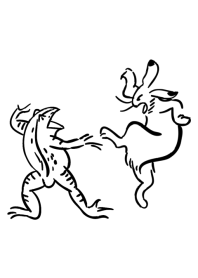 鳥獣戯画 <筆描き> 兎白練式