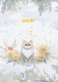 yellow たたずむ白猫