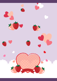 Strawberries and Hearts on purple