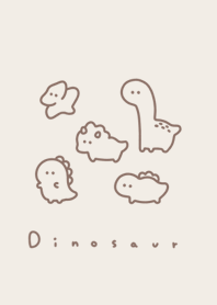 Kawaii Dinosaurs 24-beige linel
