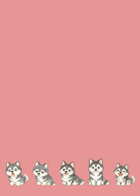 にこにこシベリアンハスキー3 薄いピンク