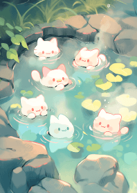 แมวกำลังอาบน้ำพุร้อน 8