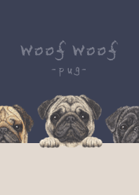 Woof Woof - Pug - DUSTY NAVY