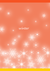 雪の冬景色 赤と黄色