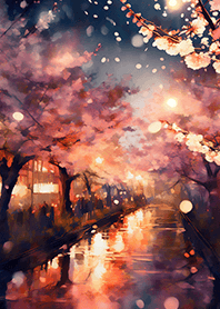 Beautiful night cherry blossoms#842