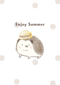 Hedgehog and Straw hat 2 -brown-