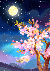 Beautiful night cherry blossoms#191