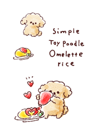 簡單的 玩具貴賓犬 煎蛋飯 白色 藍色