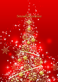 聖誕樹 雪的結晶 --紅色和金色--
