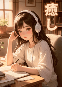 文藝生活-聽著音樂讀書的女孩5.9牛奶糖色