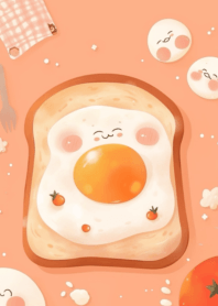 Cute round fried eggs and bright.