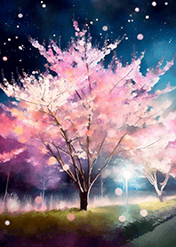 Beautiful night cherry blossoms#1582