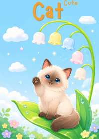 Cute Siamese Cat Lily Of Valley