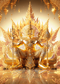 ท้าวเวสสุวรรณกายทอง ประทับนั่ง